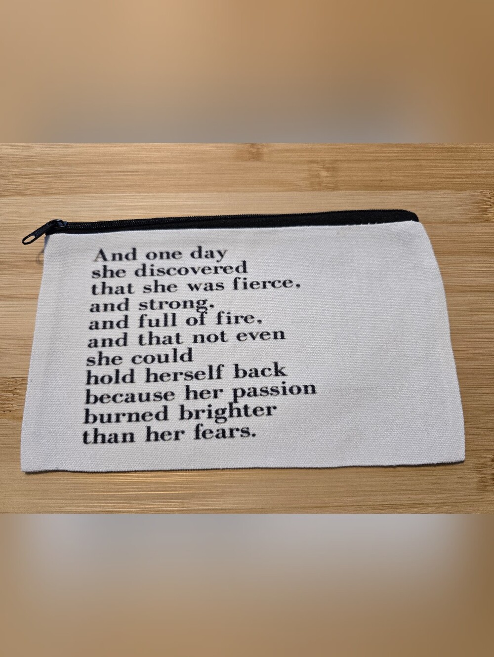 🍄🥀Inspirational Quote Canvas Pouch Empowering Feminist Makeup Bag NWOT